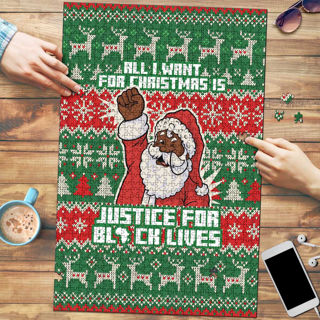 Justice For Black Lives Christmas Puzzle Funny Xmas Holiday Patterns - Wonder Print Shop