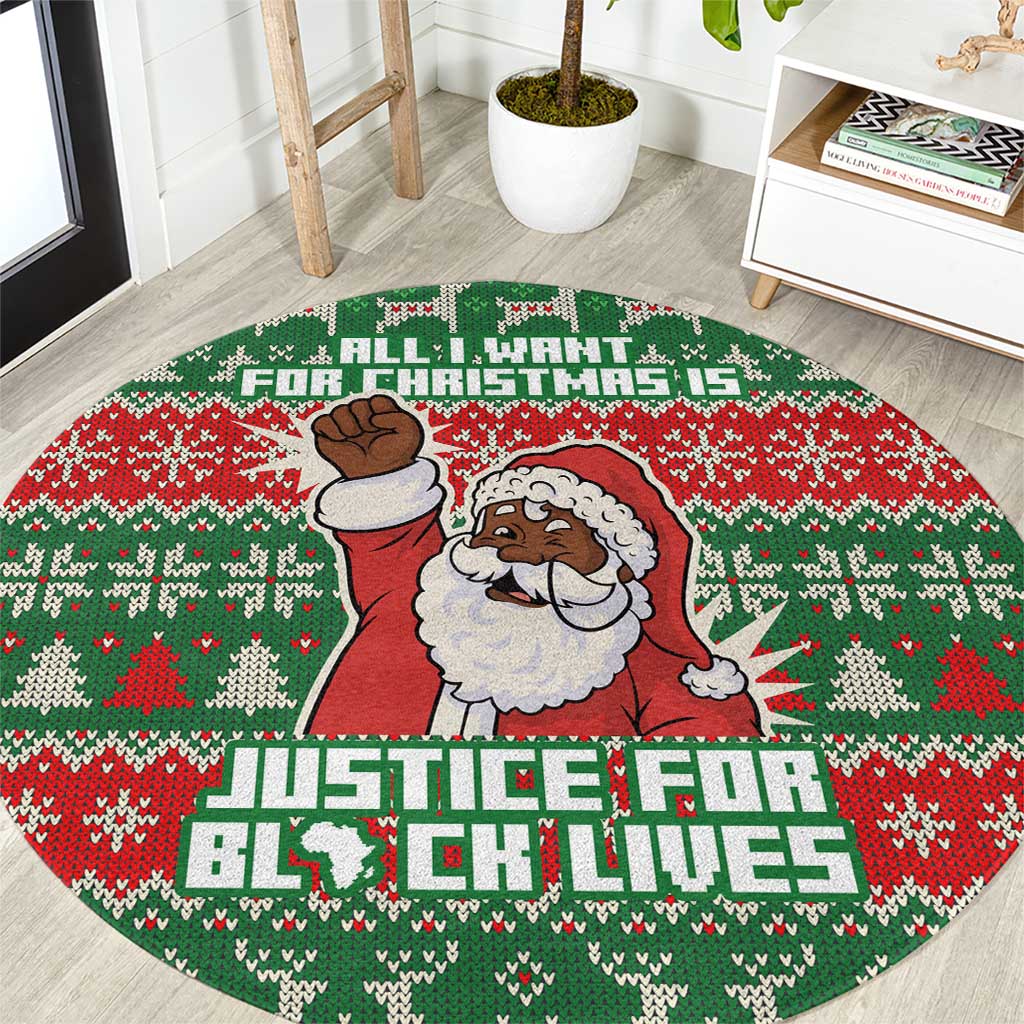 Justice For Black Lives Christmas Round Carpet Funny Xmas Holiday Patterns - Wonder Print Shop