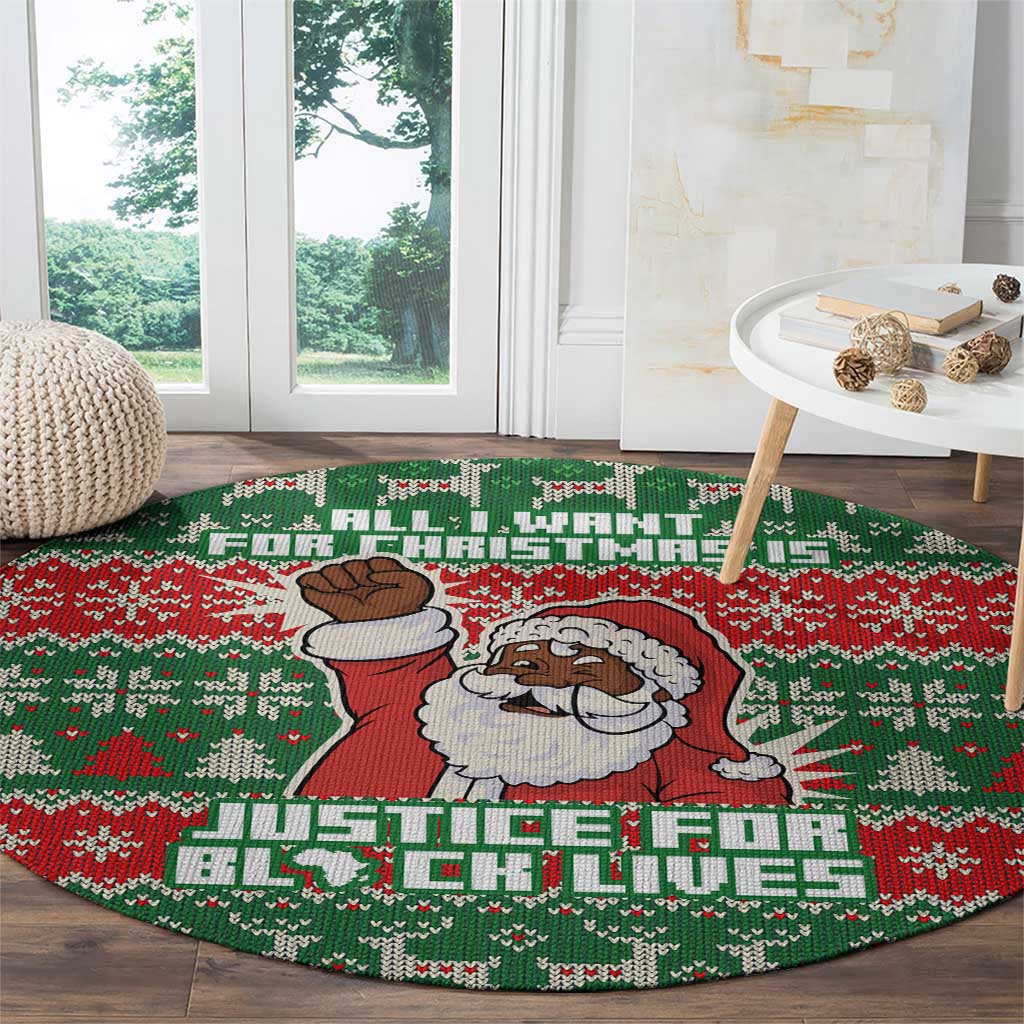 Justice For Black Lives Christmas Round Carpet Funny Xmas Holiday Patterns - Wonder Print Shop