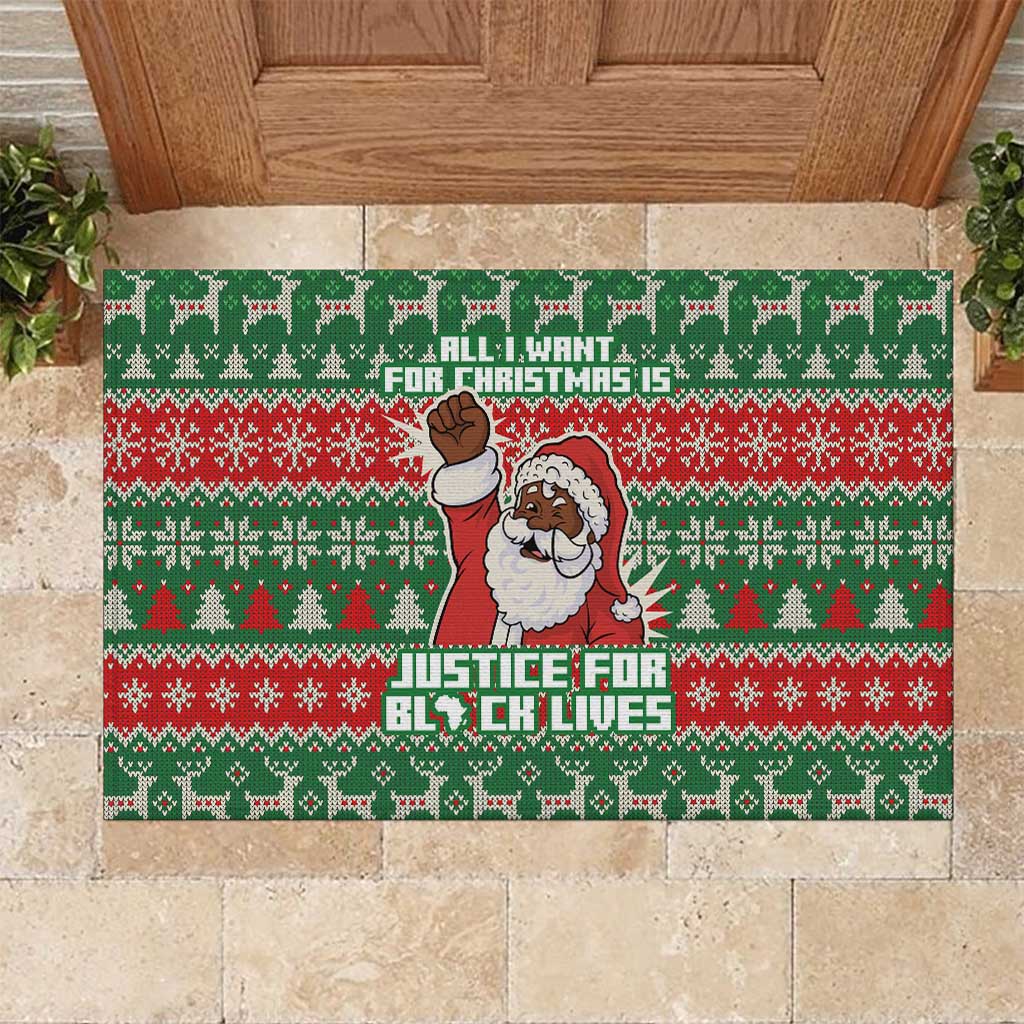 Justice For Black Lives Christmas Rubber Doormat Funny Xmas Holiday Patterns - Wonder Print Shop