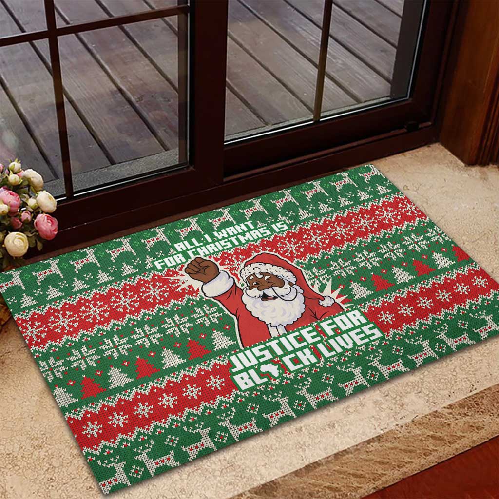 Justice For Black Lives Christmas Rubber Doormat Funny Xmas Holiday Patterns - Wonder Print Shop