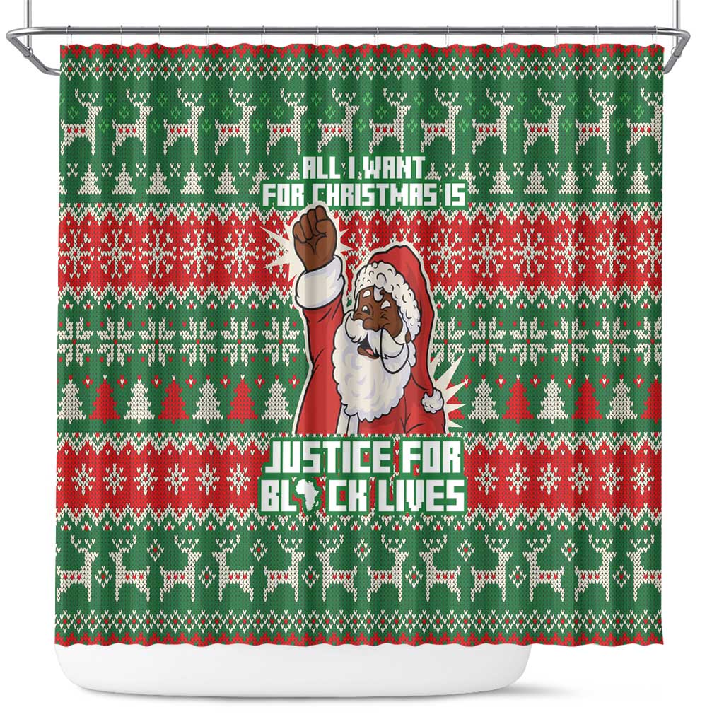 Justice For Black Lives Christmas Shower Curtain Funny Xmas Holiday Patterns - Wonder Print Shop