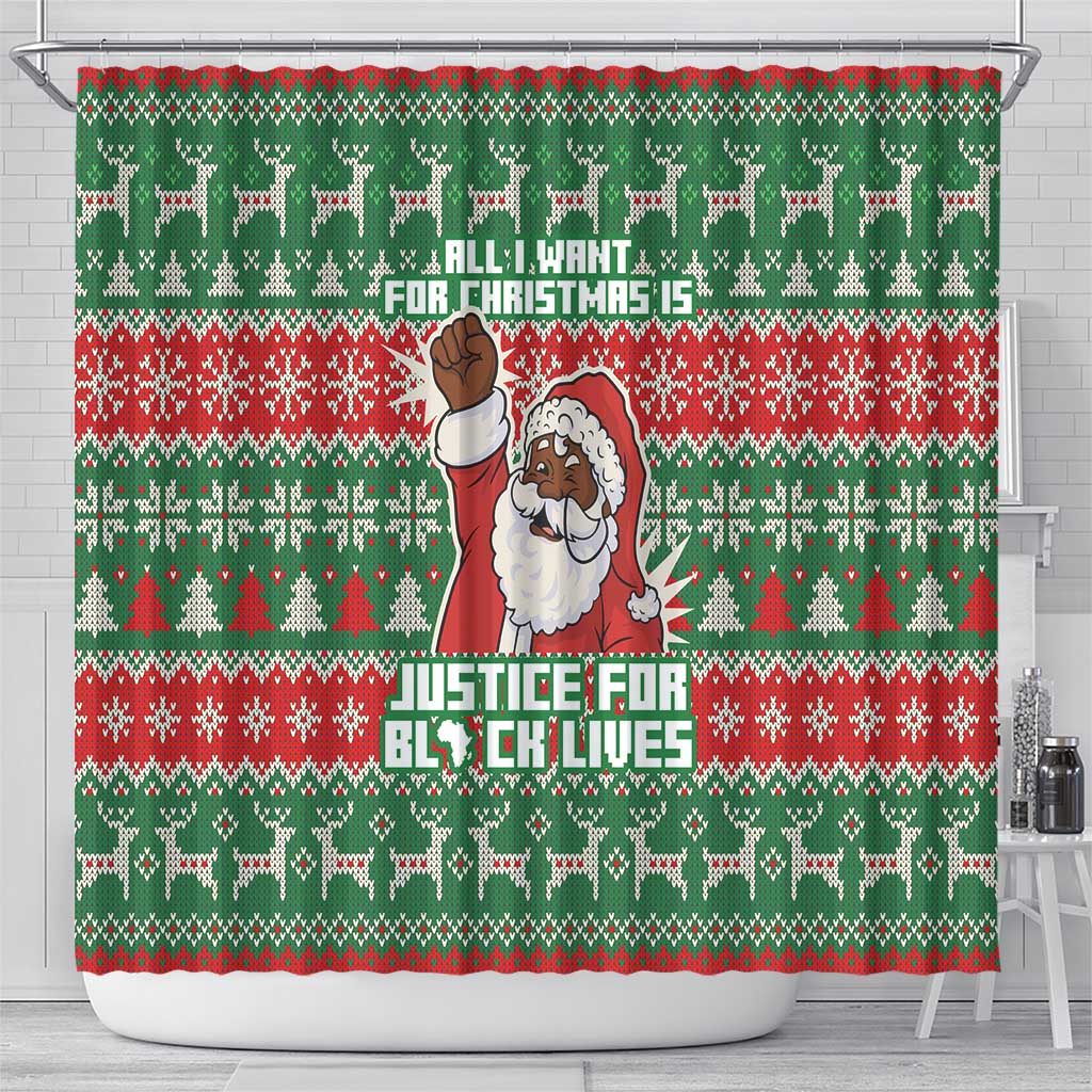 Justice For Black Lives Christmas Shower Curtain Funny Xmas Holiday Patterns - Wonder Print Shop