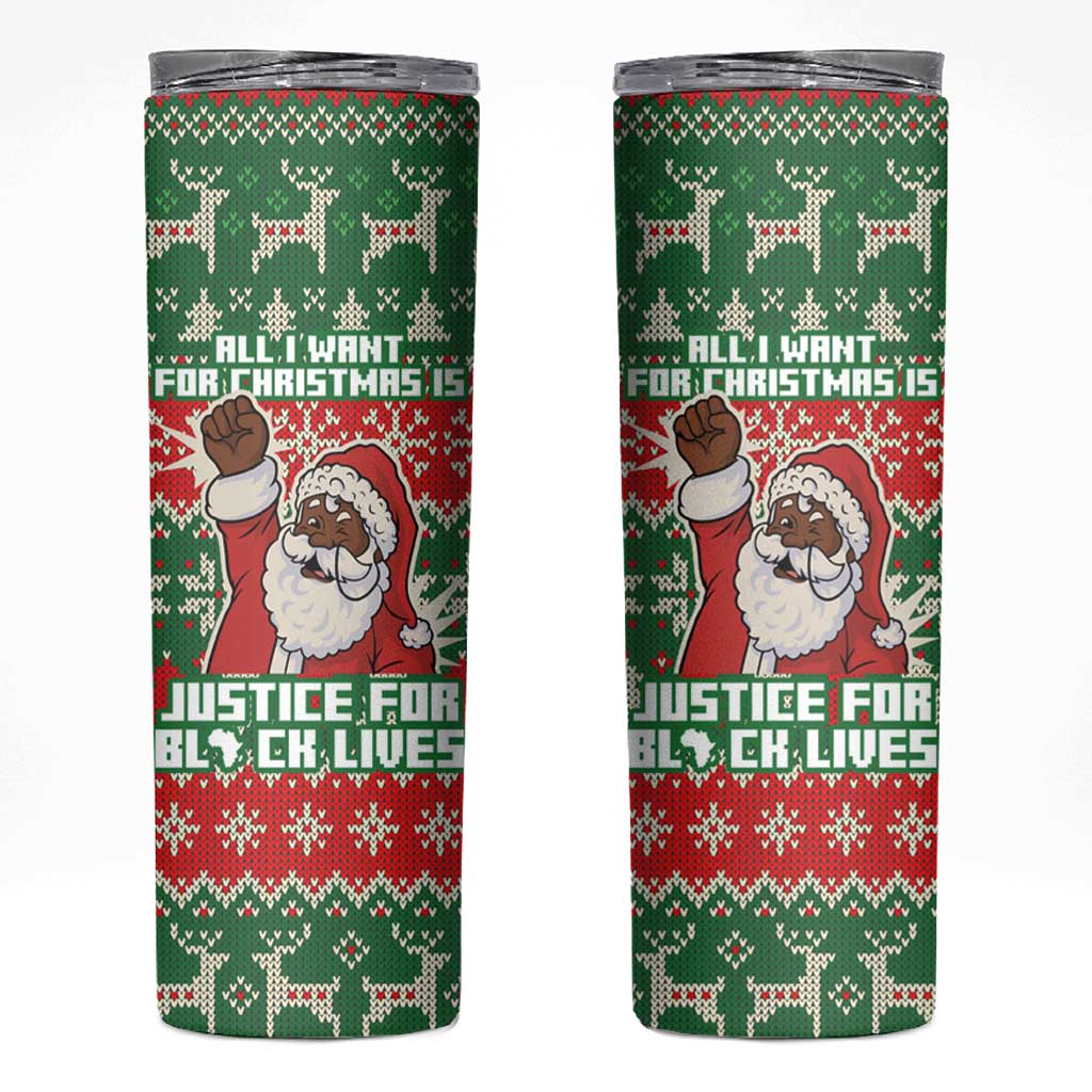 Justice For Black Lives Christmas Skinny Tumbler Funny Xmas Holiday Patterns - Wonder Print Shop