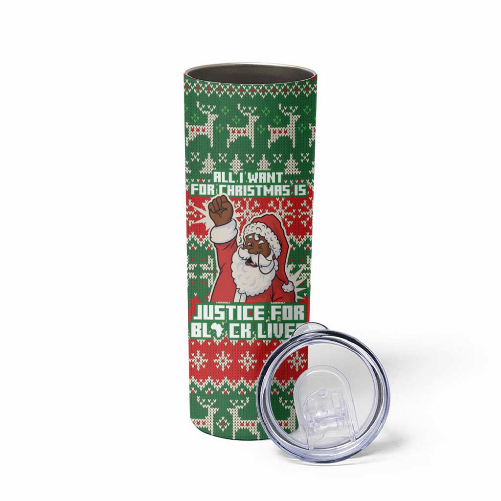 Justice For Black Lives Christmas Skinny Tumbler Funny Xmas Holiday Patterns - Wonder Print Shop