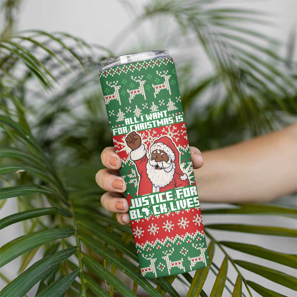 Justice For Black Lives Christmas Skinny Tumbler Funny Xmas Holiday Patterns - Wonder Print Shop