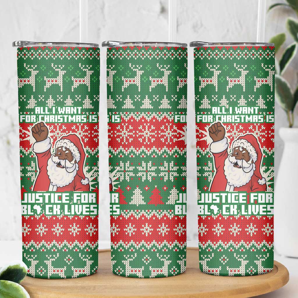 Justice For Black Lives Christmas Skinny Tumbler Funny Xmas Holiday Patterns - Wonder Print Shop