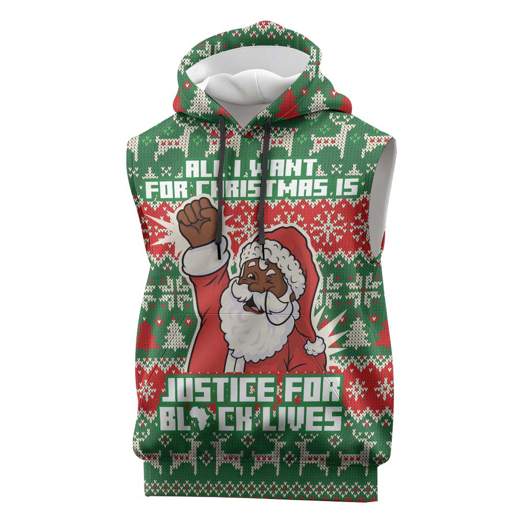 Justice For Black Lives Christmas Sleeveless Hoodie Funny Xmas Holiday Patterns - Wonder Print Shop