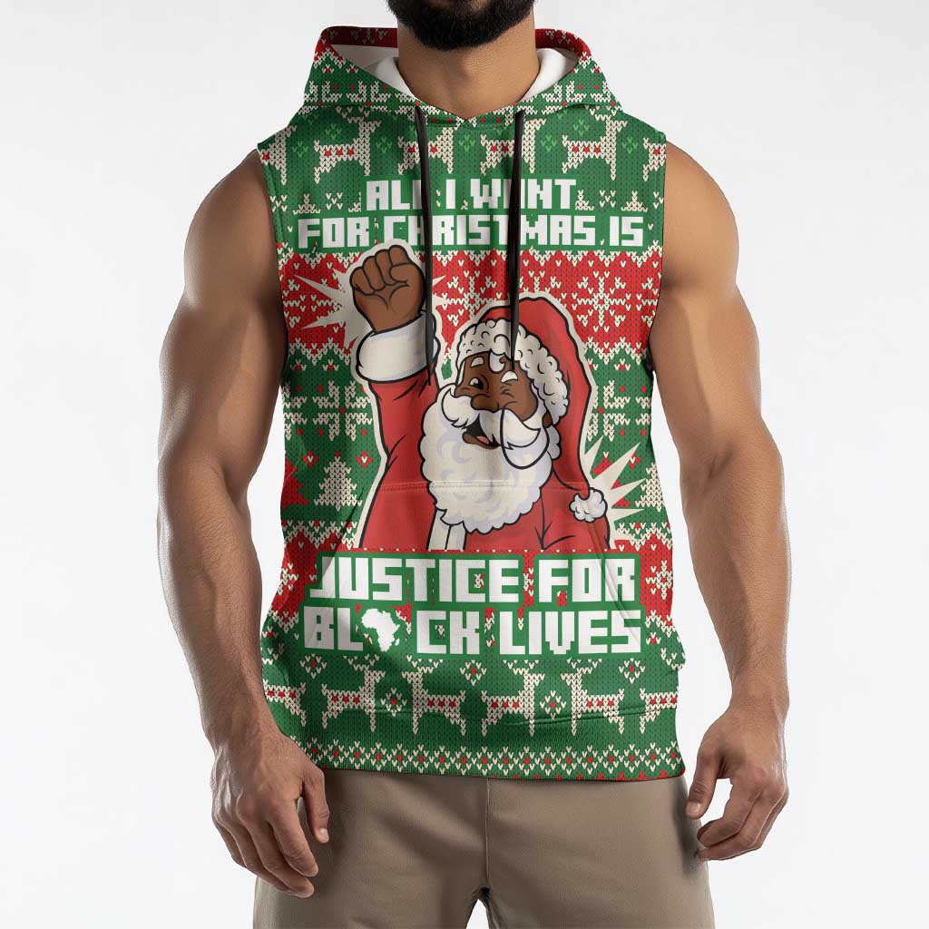 Justice For Black Lives Christmas Sleeveless Hoodie Funny Xmas Holiday Patterns - Wonder Print Shop