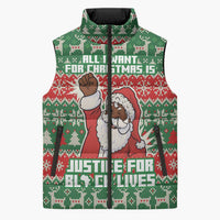 Justice For Black Lives Christmas Sleeveless Puffer Jacket Funny Xmas Holiday Patterns - Wonder Print Shop