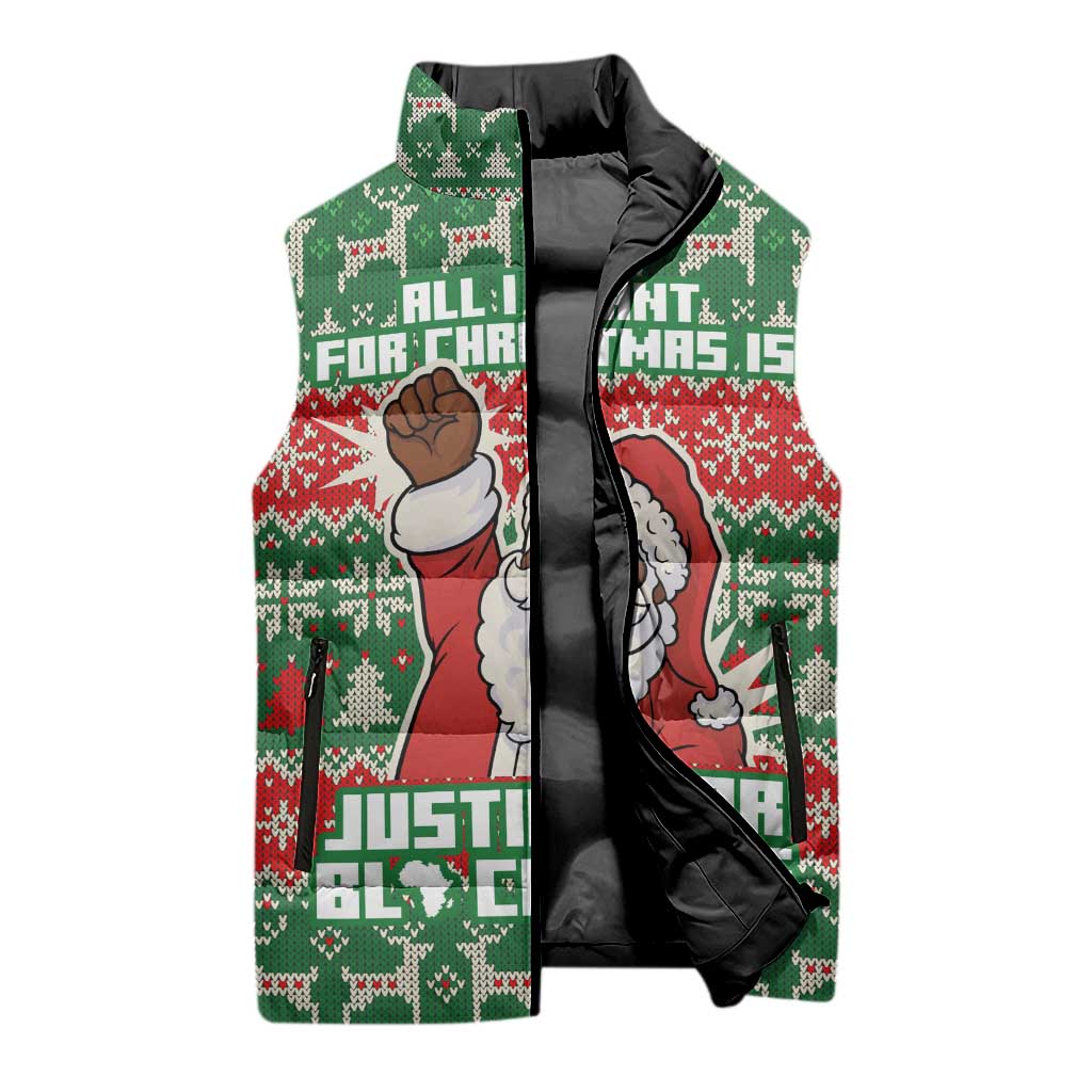 Justice For Black Lives Christmas Sleeveless Puffer Jacket Funny Xmas Holiday Patterns - Wonder Print Shop