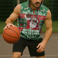 Justice For Black Lives Christmas Sleeveless Zip Hoodie Funny Xmas Holiday Patterns - Wonder Print Shop
