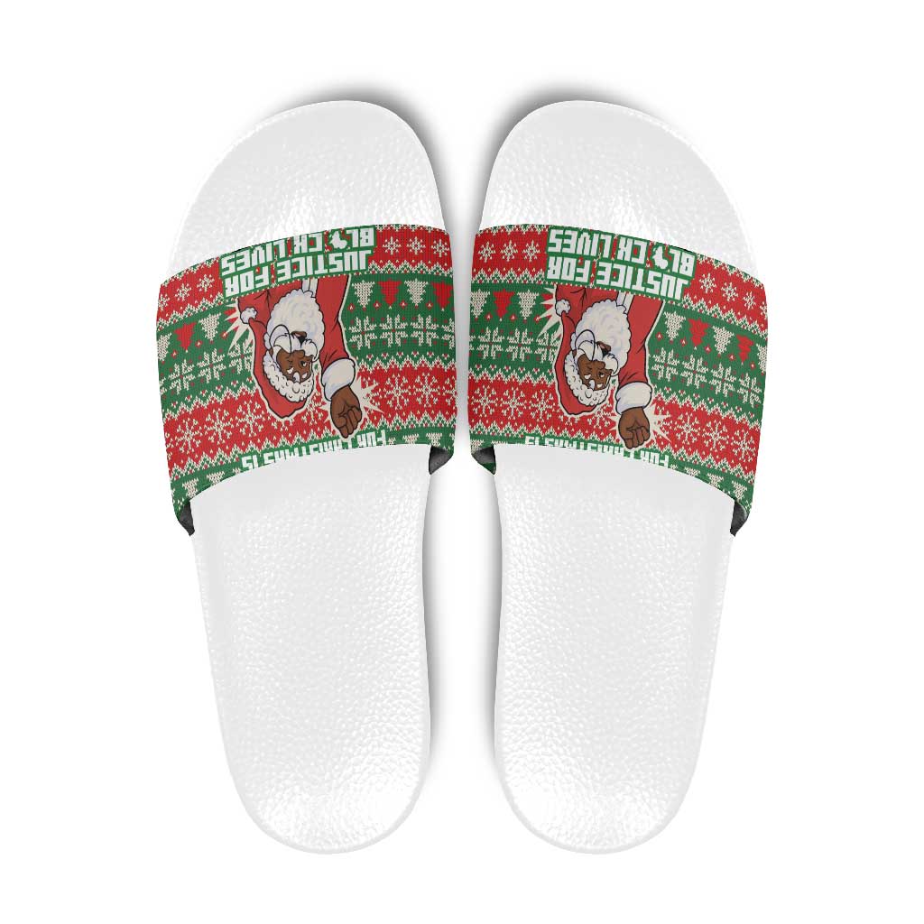Justice For Black Lives Christmas Slide Sandals Funny Xmas Holiday Patterns - Wonder Print Shop