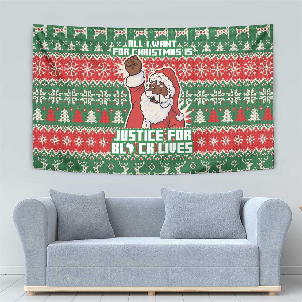 Justice For Black Lives Christmas Tapestry Funny Xmas Holiday Patterns - Wonder Print Shop