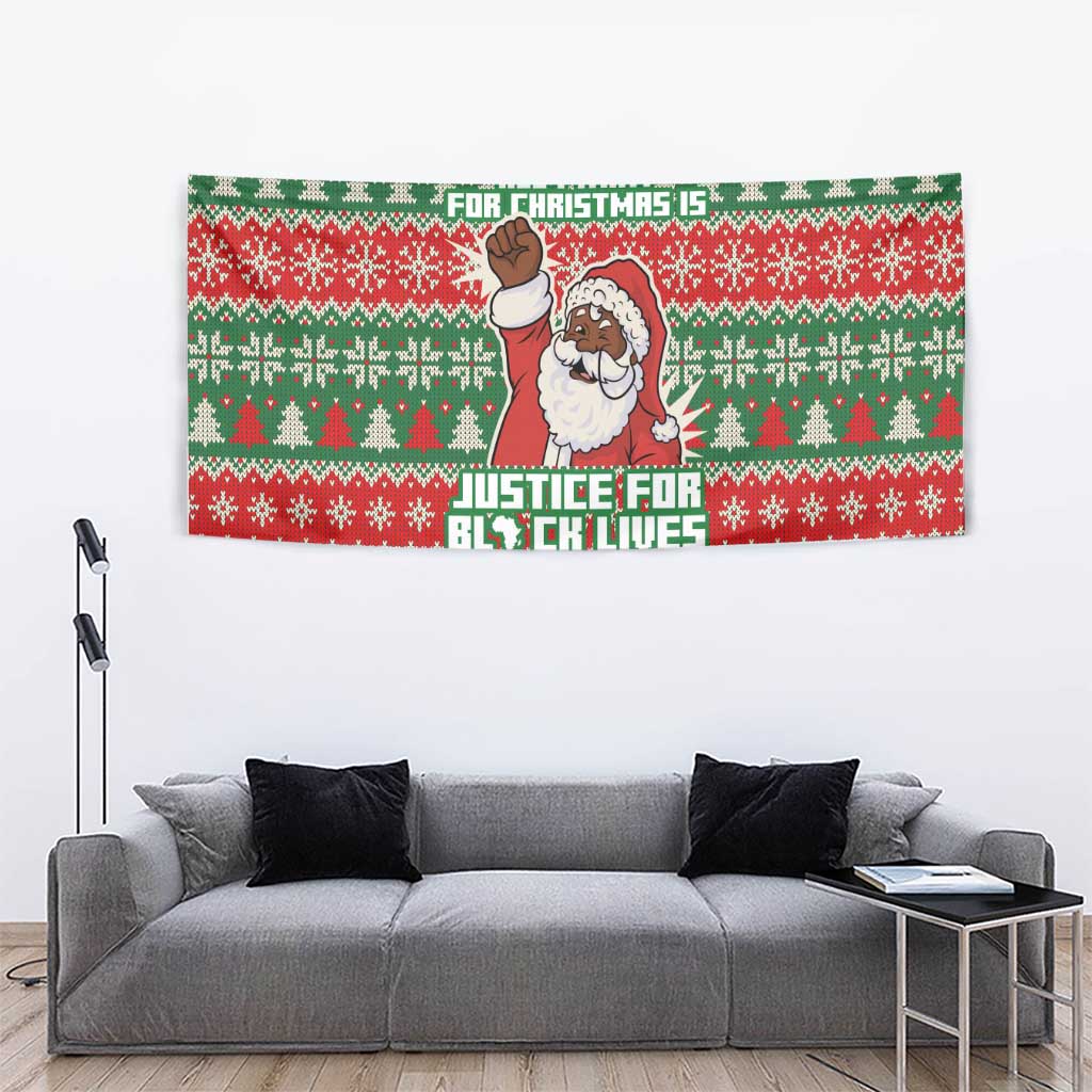 Justice For Black Lives Christmas Tapestry Funny Xmas Holiday Patterns - Wonder Print Shop