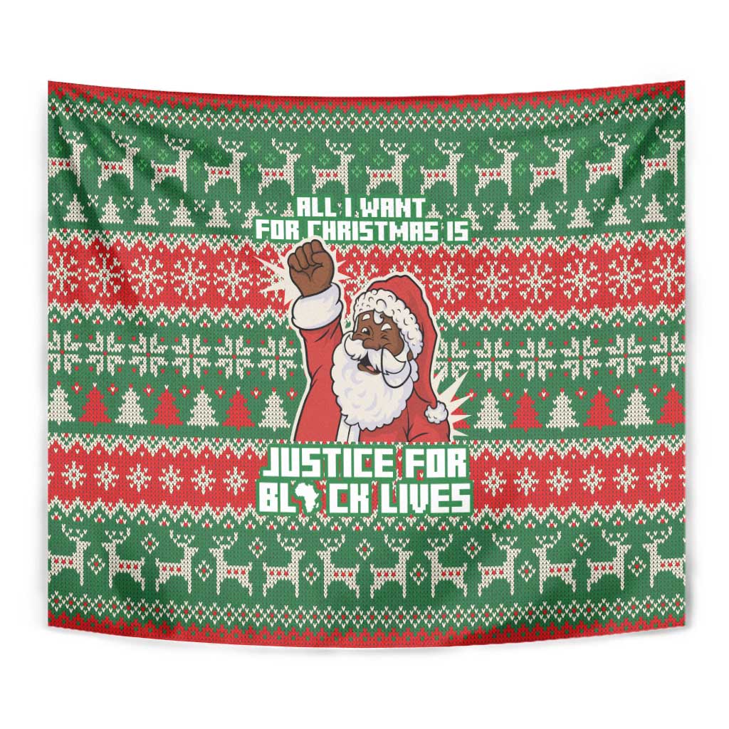 Justice For Black Lives Christmas Tapestry Funny Xmas Holiday Patterns - Wonder Print Shop