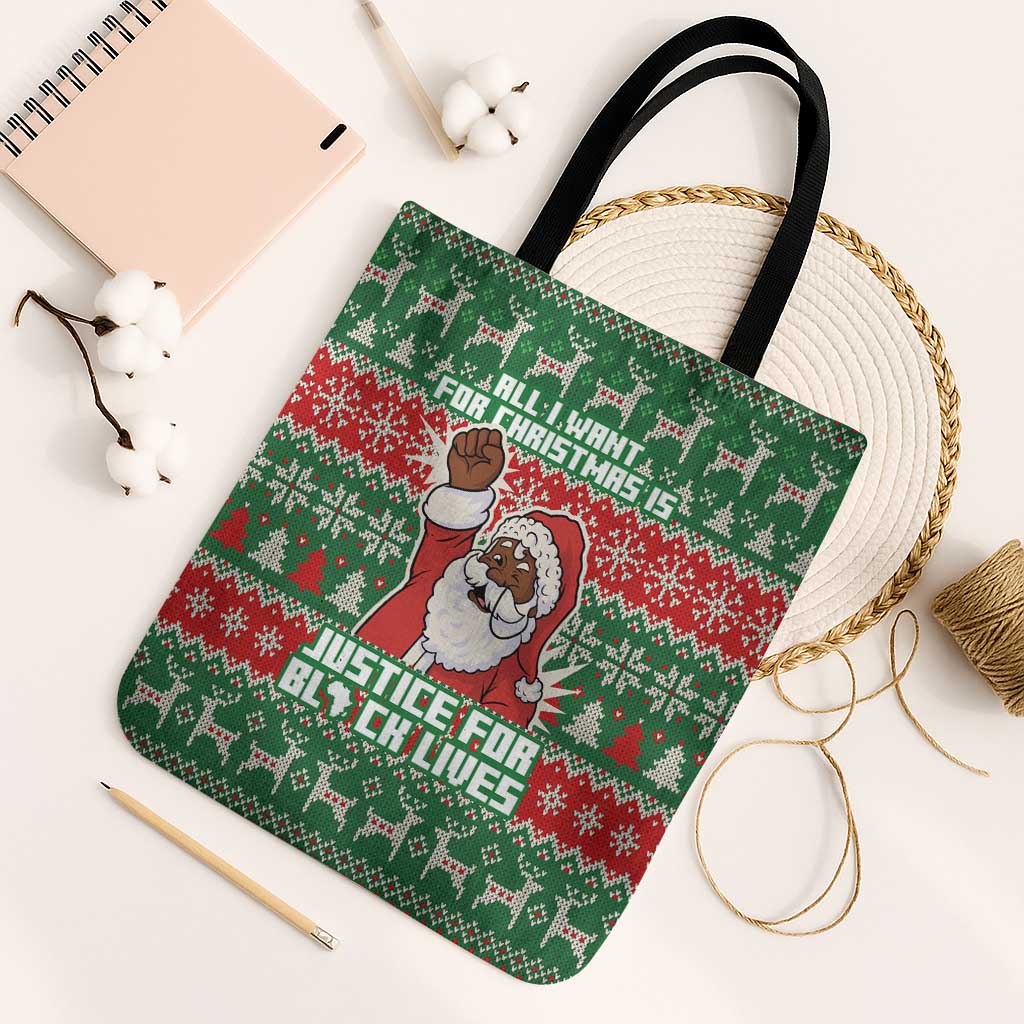 Justice For Black Lives Christmas Tote Bag Funny Xmas Holiday Patterns - Wonder Print Shop