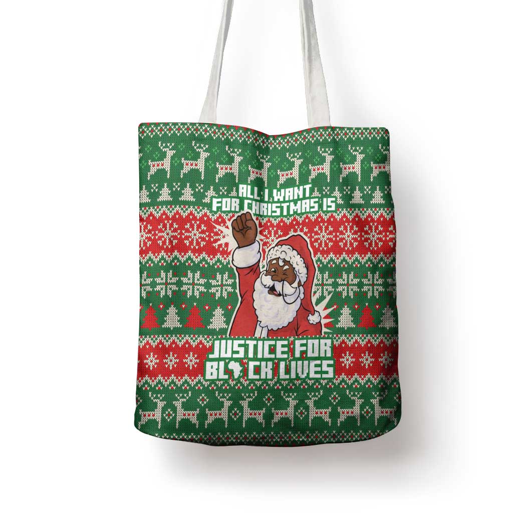 Justice For Black Lives Christmas Tote Bag Funny Xmas Holiday Patterns - Wonder Print Shop