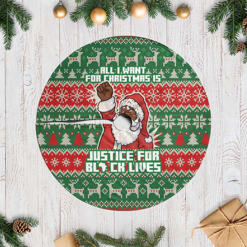 Justice For Black Lives Christmas Tree Skirt Funny Xmas Holiday Patterns - Wonder Print Shop