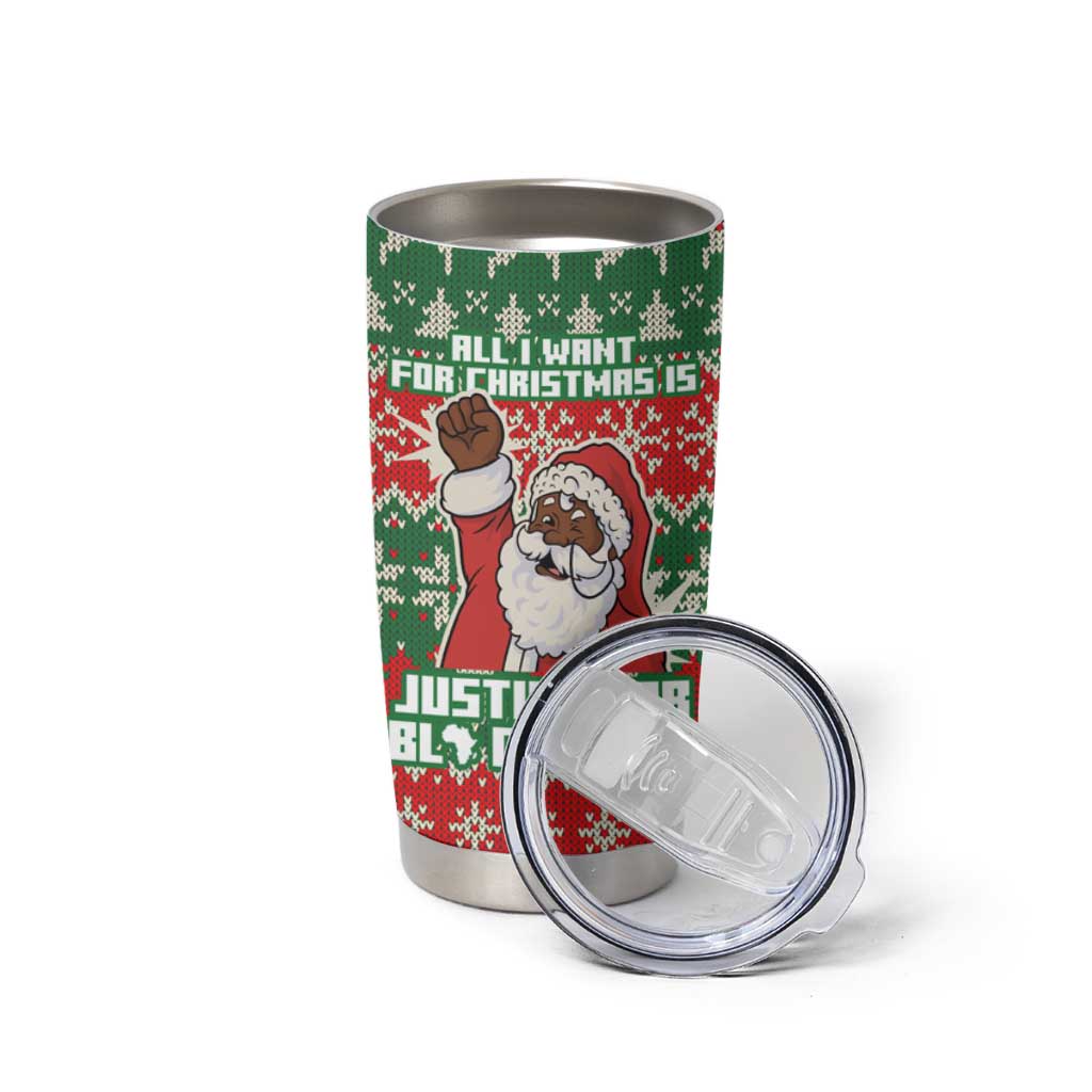 Justice For Black Lives Christmas Tumbler Cup Funny Xmas Holiday Patterns - Wonder Print Shop