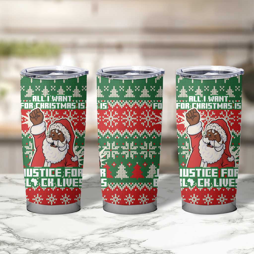 Justice For Black Lives Christmas Tumbler Cup Funny Xmas Holiday Patterns - Wonder Print Shop