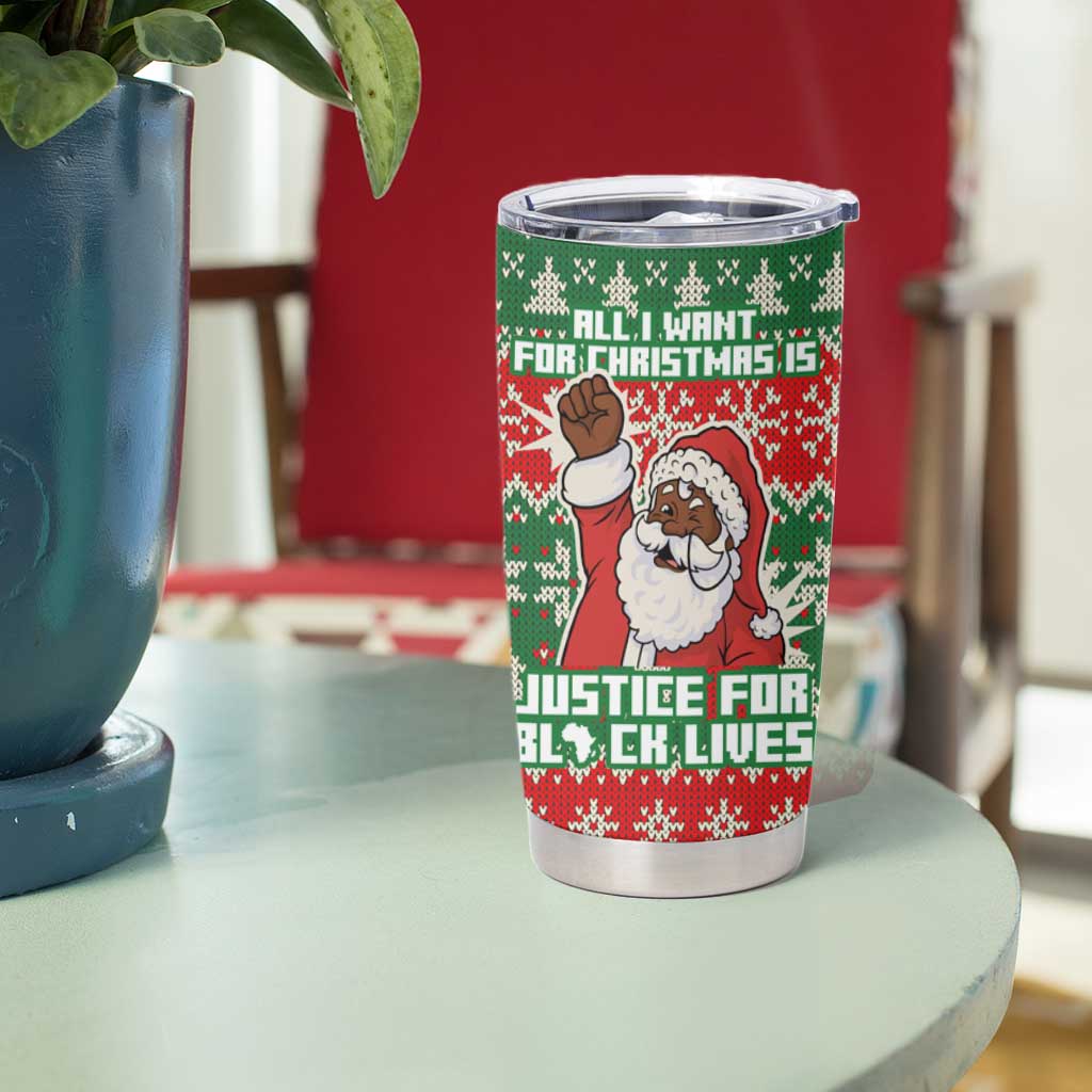 Justice For Black Lives Christmas Tumbler Cup Funny Xmas Holiday Patterns - Wonder Print Shop