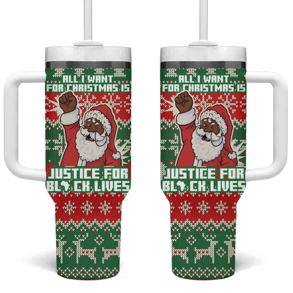 Justice For Black Lives Christmas Tumbler With Handle Funny Xmas Holiday Patterns - Wonder Print Shop