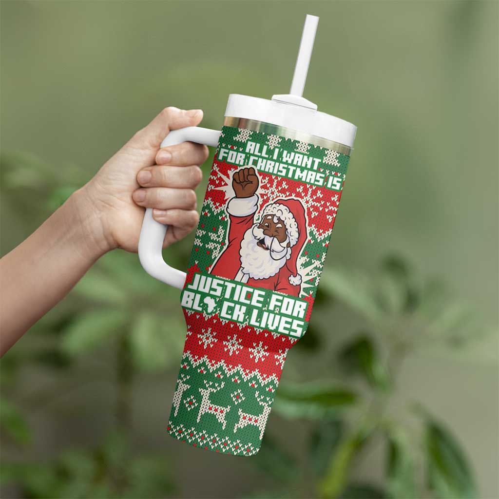 Justice For Black Lives Christmas Tumbler With Handle Funny Xmas Holiday Patterns - Wonder Print Shop