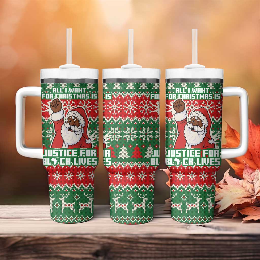 Justice For Black Lives Christmas Tumbler With Handle Funny Xmas Holiday Patterns - Wonder Print Shop