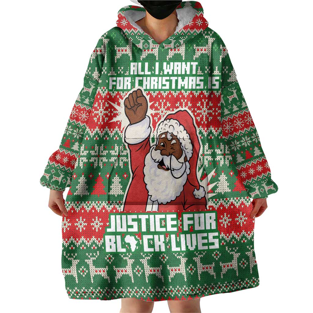 Justice For Black Lives Christmas Wearable Blanket Hoodie Funny Xmas Holiday Patterns - Wonder Print Shop