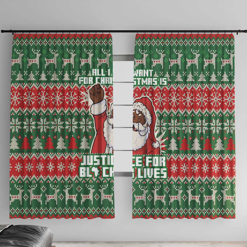 Justice For Black Lives Christmas Window Curtain Funny Xmas Holiday Patterns - Wonder Print Shop