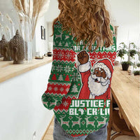 Justice For Black Lives Christmas Women Casual Shirt Funny Xmas Holiday Patterns - Wonder Print Shop