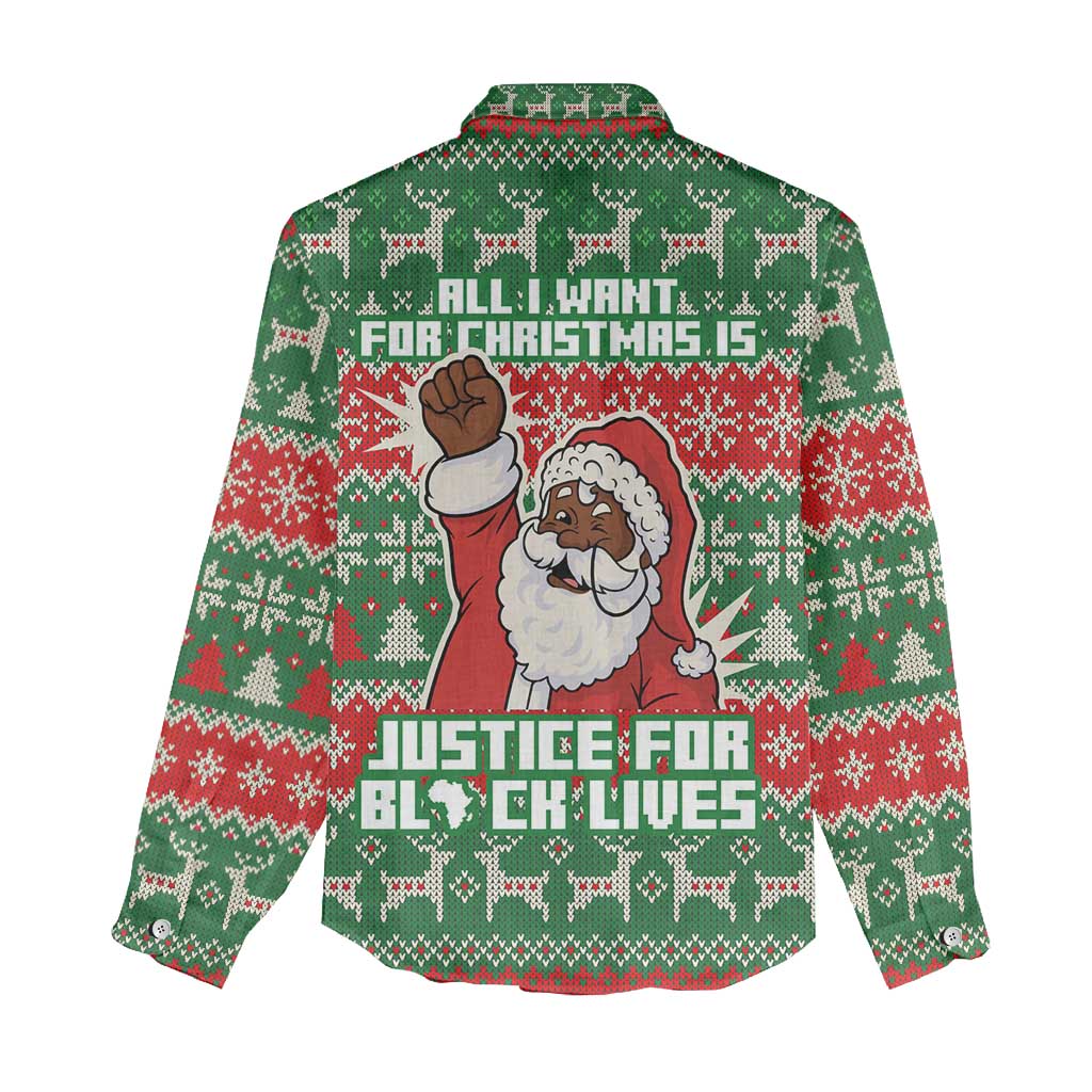 Justice For Black Lives Christmas Women Casual Shirt Funny Xmas Holiday Patterns - Wonder Print Shop