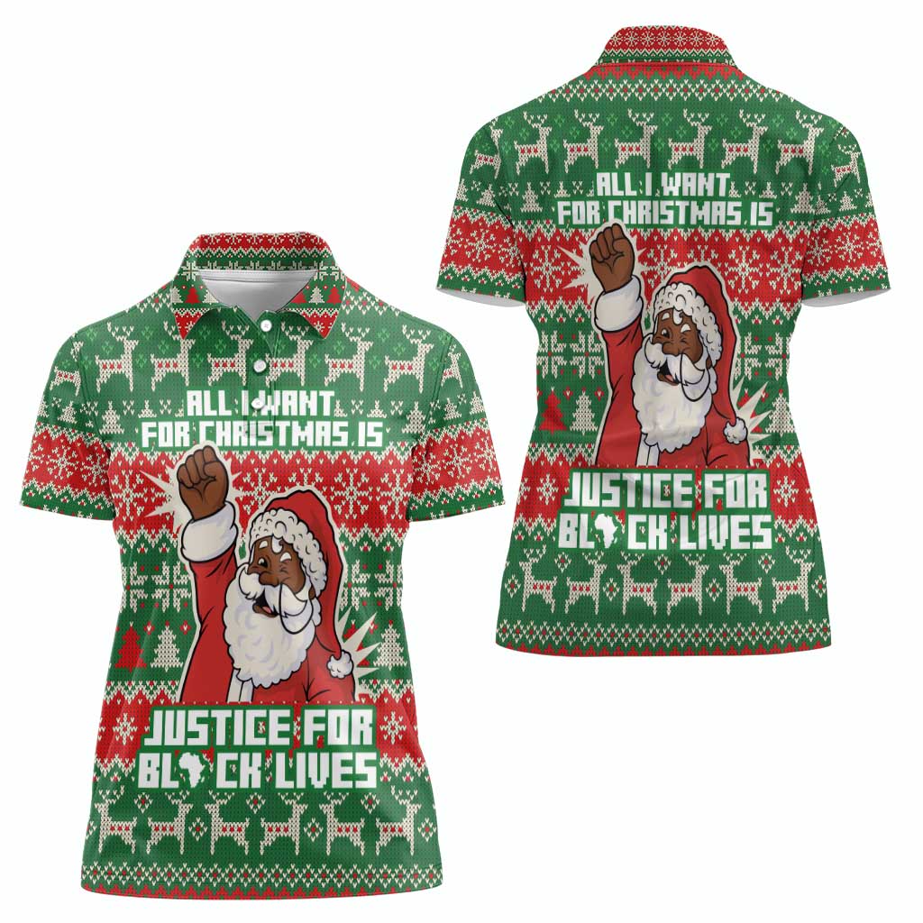 Justice For Black Lives Christmas Women Polo Shirt Funny Xmas Holiday Patterns - Wonder Print Shop