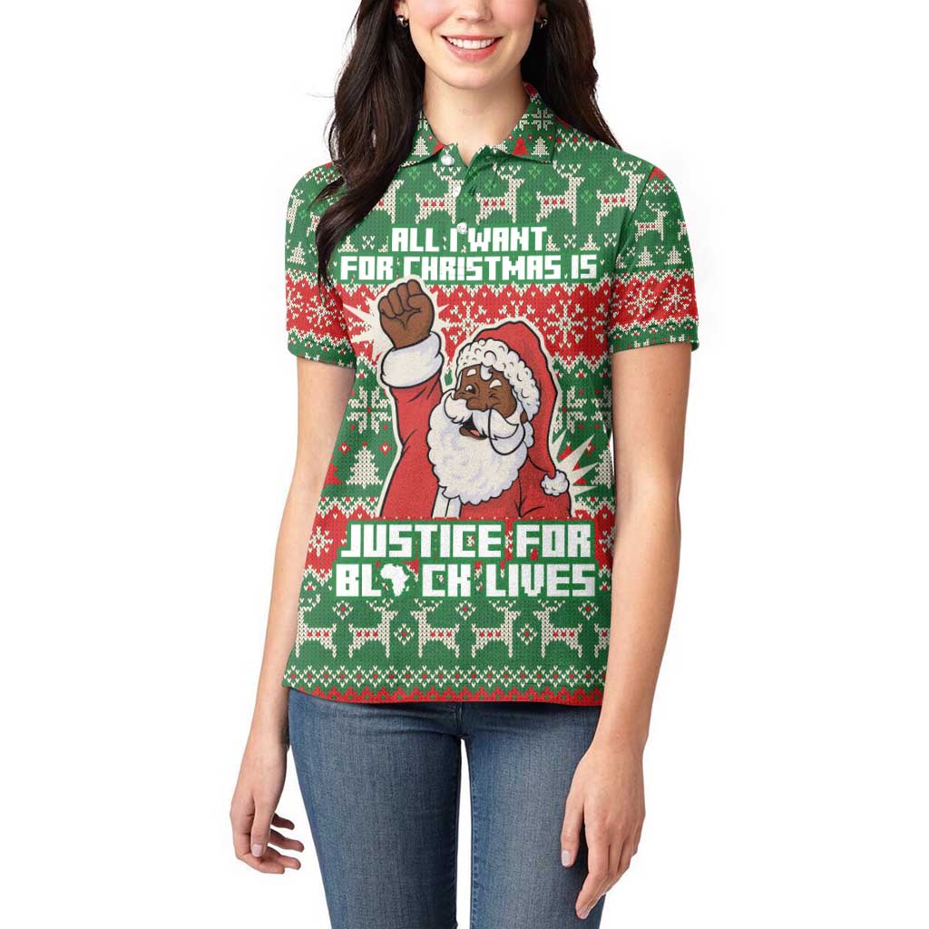 Justice For Black Lives Christmas Women Polo Shirt Funny Xmas Holiday Patterns - Wonder Print Shop