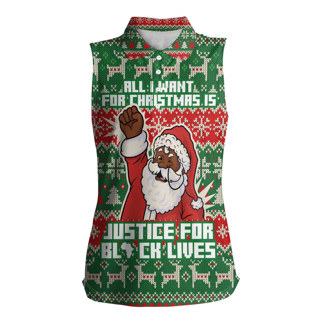 Justice For Black Lives Christmas Women Sleeveless Polo Shirt Funny Xmas Holiday Patterns - Wonder Print Shop