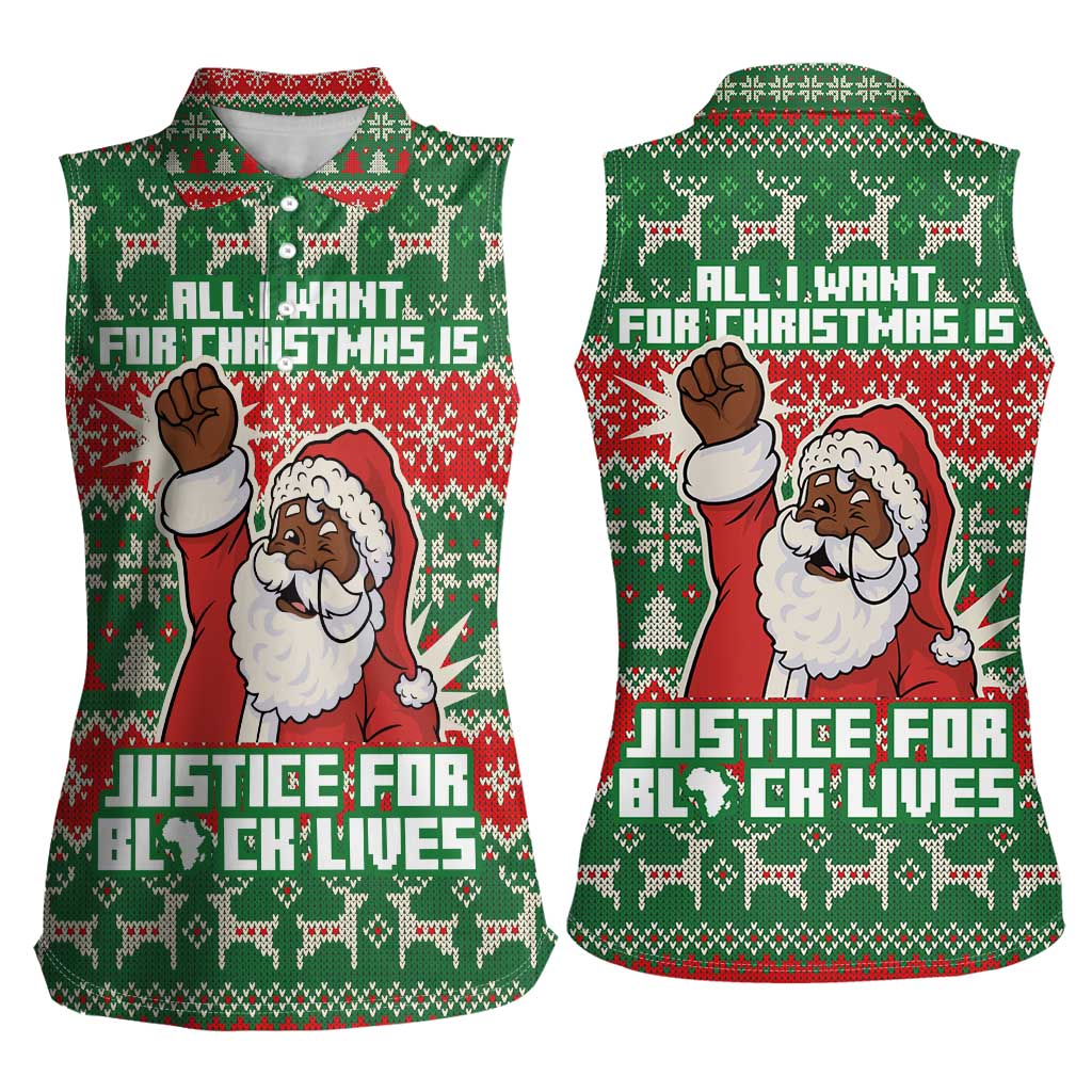 Justice For Black Lives Christmas Women Sleeveless Polo Shirt Funny Xmas Holiday Patterns - Wonder Print Shop