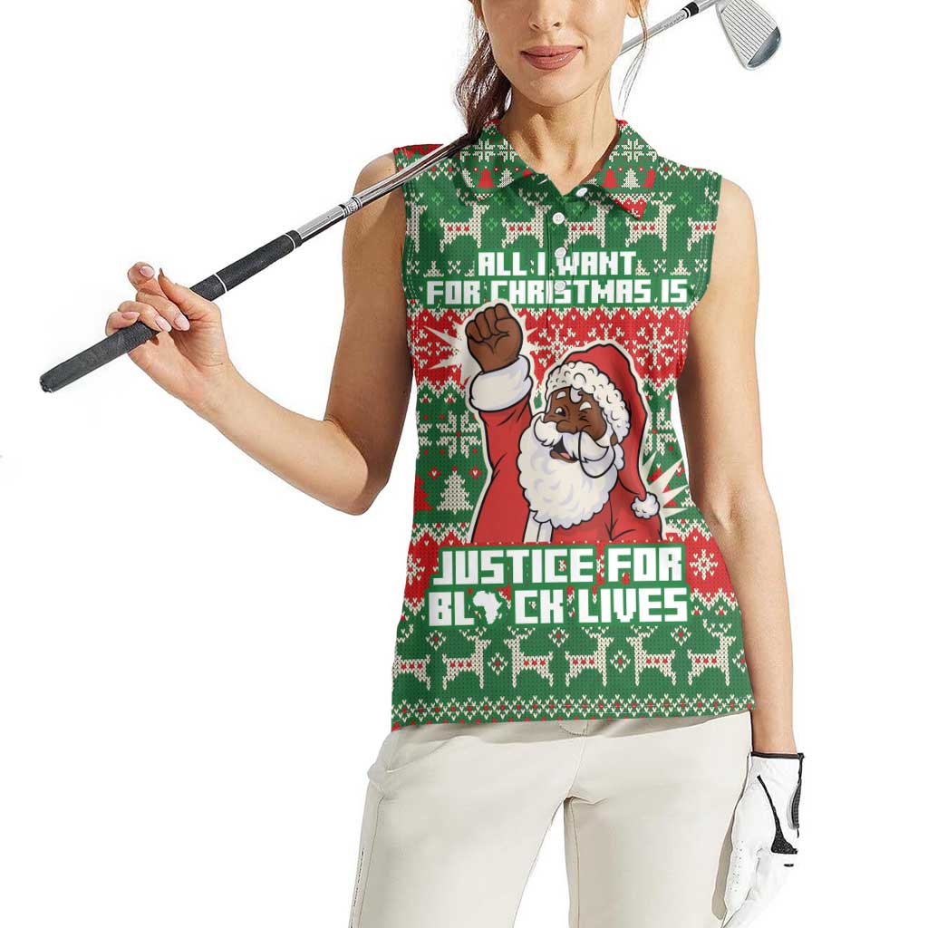 Justice For Black Lives Christmas Women Sleeveless Polo Shirt Funny Xmas Holiday Patterns - Wonder Print Shop