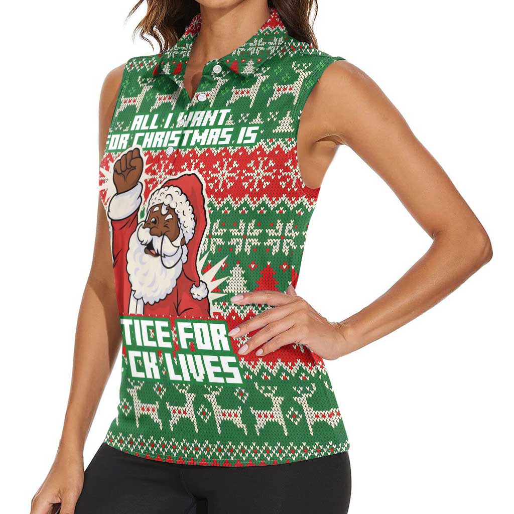 Justice For Black Lives Christmas Women Sleeveless Polo Shirt Funny Xmas Holiday Patterns - Wonder Print Shop