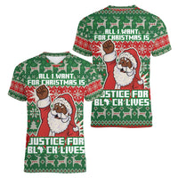 Justice For Black Lives Christmas Women V-Neck T-Shirt Funny Xmas Holiday Patterns - Wonder Print Shop