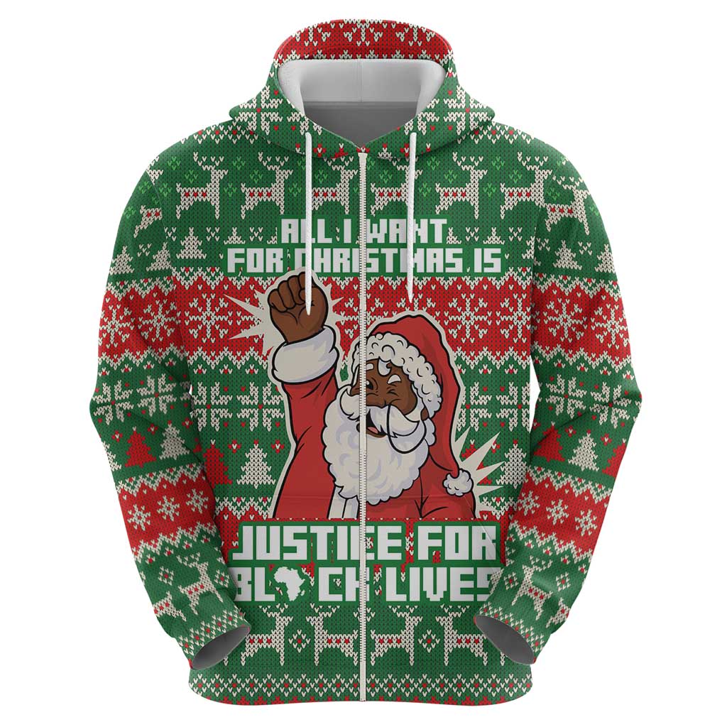 Justice For Black Lives Christmas Zip Hoodie Funny Xmas Holiday Patterns - Wonder Print Shop