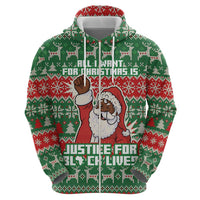 Justice For Black Lives Christmas Zip Hoodie Funny Xmas Holiday Patterns - Wonder Print Shop