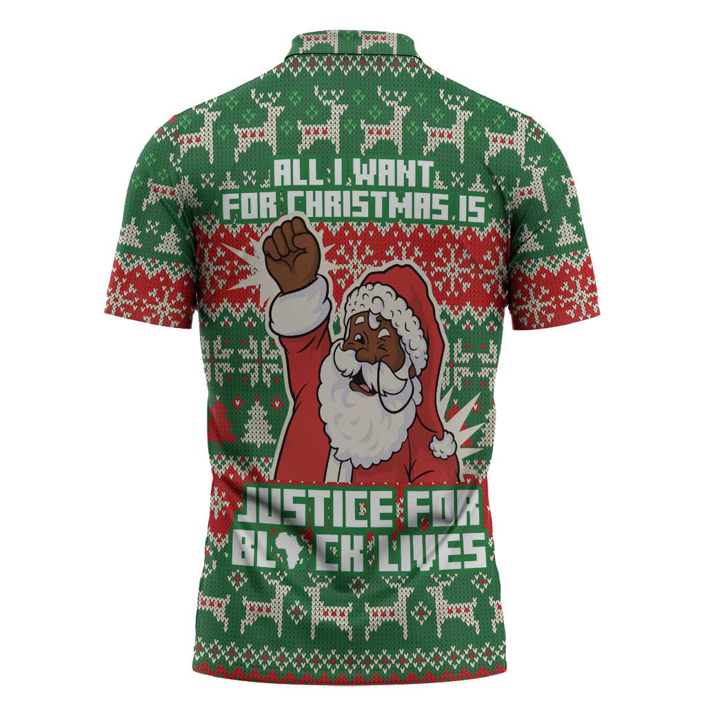 Justice For Black Lives Christmas Zipper Polo Shirt Funny Xmas Holiday Patterns - Wonder Print Shop