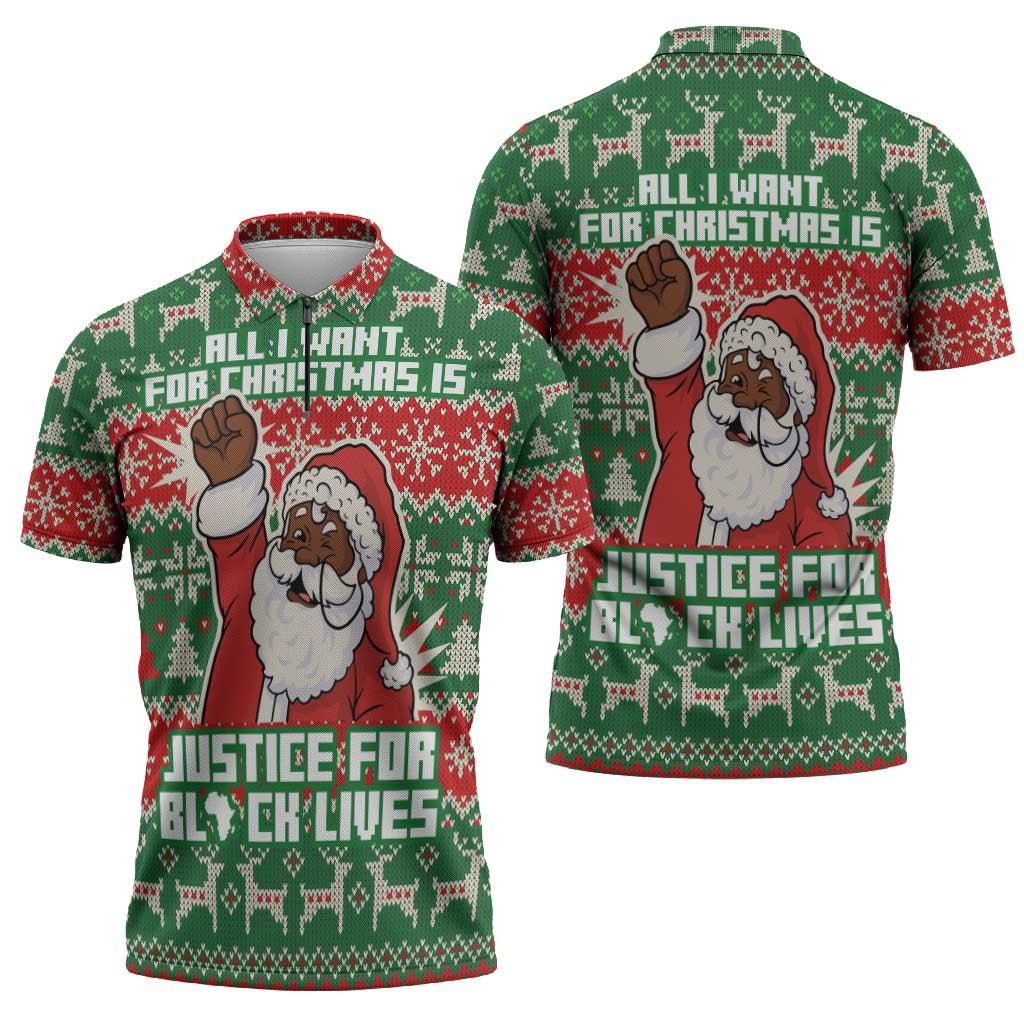 Justice For Black Lives Christmas Zipper Polo Shirt Funny Xmas Holiday Patterns - Wonder Print Shop