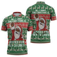 Justice For Black Lives Christmas Zipper Polo Shirt Funny Xmas Holiday Patterns - Wonder Print Shop