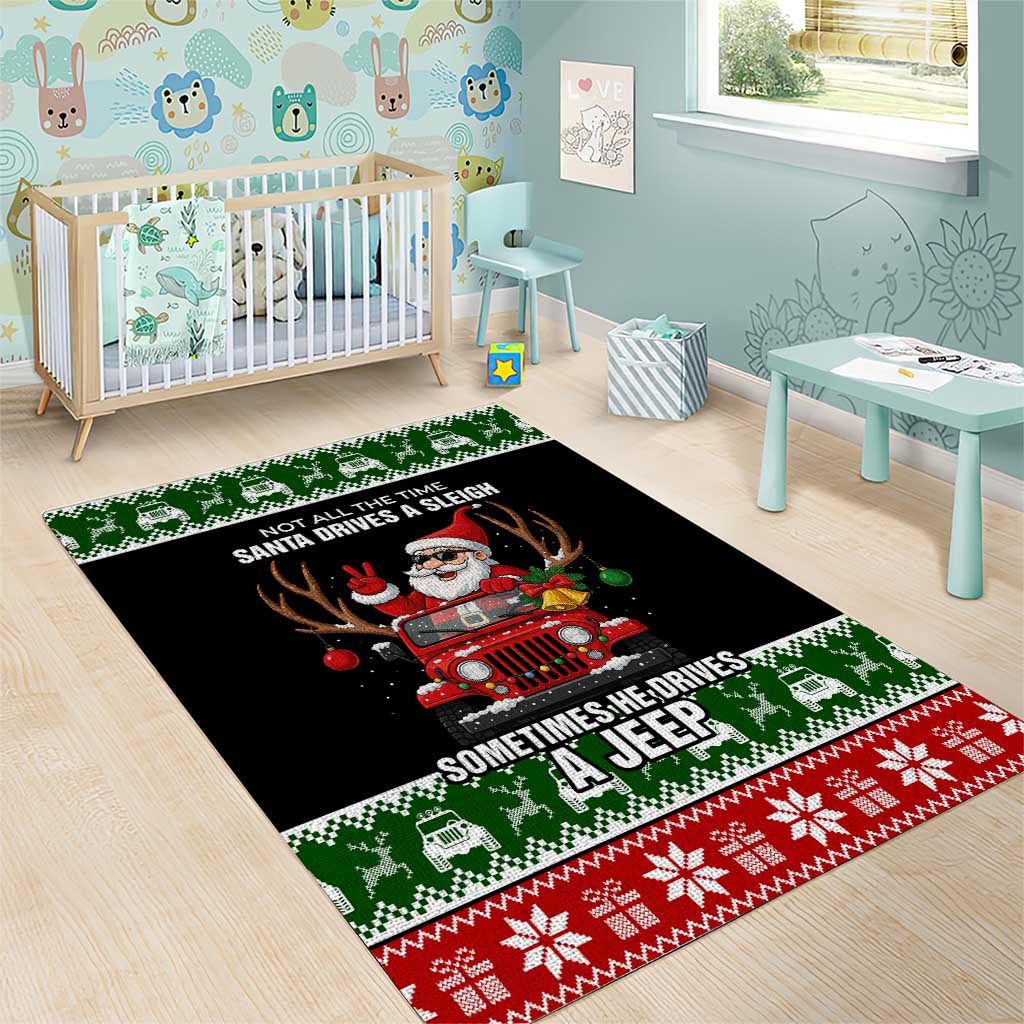 Santa Claus Drive A JEEP Area Rug Funny Xmas Holiday Patterns - Wonder Print Shop
