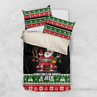 Santa Claus Drive A JEEP Bedding Set Funny Xmas Holiday Patterns - Wonder Print Shop