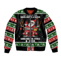 Santa Claus Drive A JEEP Bomber Jacket Funny Xmas Holiday Patterns - Wonder Print Shop