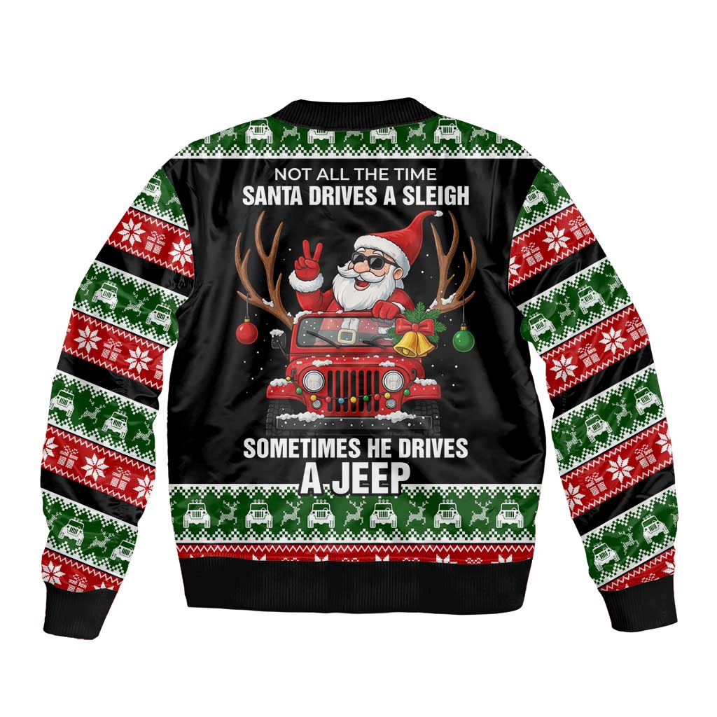 Santa Claus Drive A JEEP Bomber Jacket Funny Xmas Holiday Patterns - Wonder Print Shop