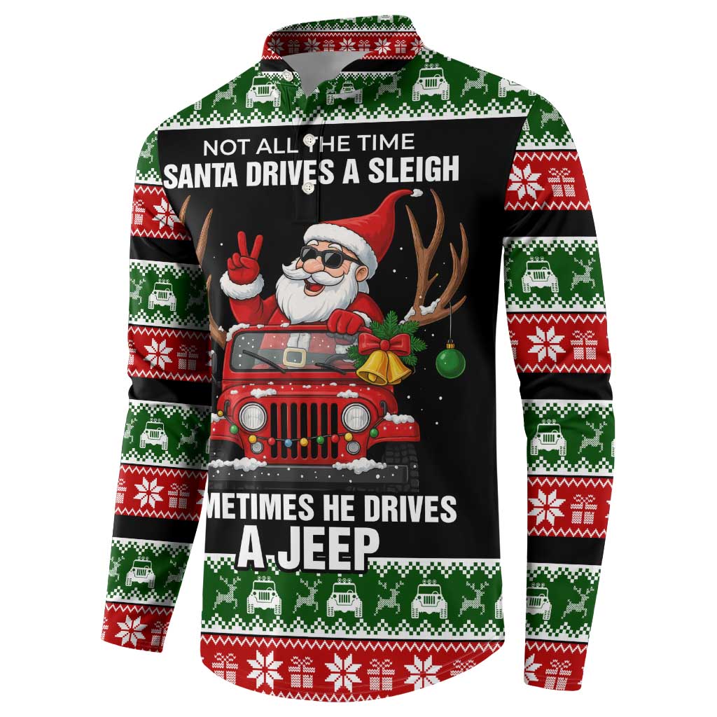 Santa Claus Drive A JEEP Button Sweatshirt Funny Xmas Holiday Patterns - Wonder Print Shop